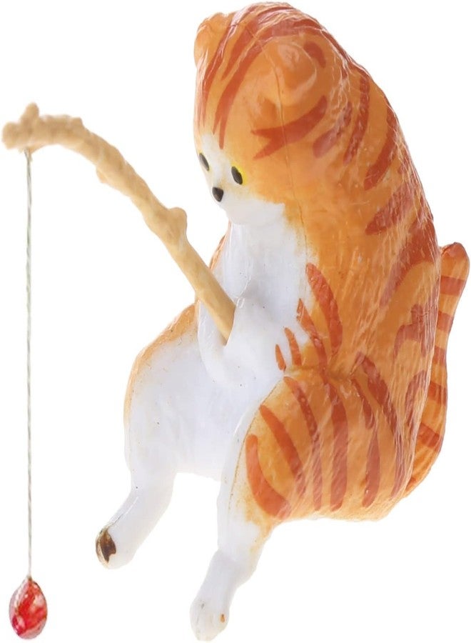 Zhuluck Fish Landscaping Fishing Cat Ornaments Mini Resin Figurine Cartoon Cat Statue for Home Office Fishing Aquarium Decor Cat Figurine Aquarium Decoration - Image 2
